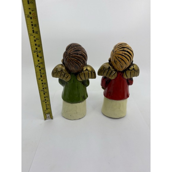 Vintage Christmas Carolers Figurines STAR Lot of 2 Hand Painted Green Red Read* - Picture 7 of 7